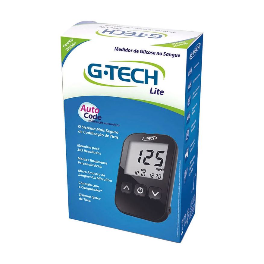 Medidor Kit De Glicose G-tech Lite Completo