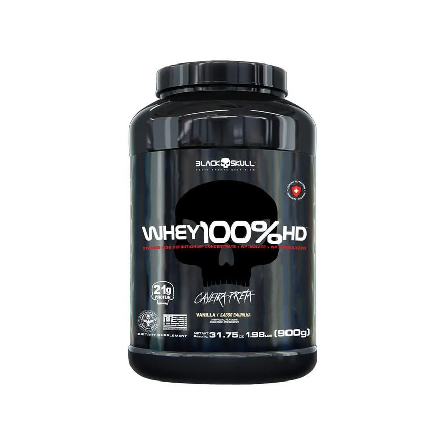 Black Skull Suplemento Whey 100% Hd 900g Baunilha