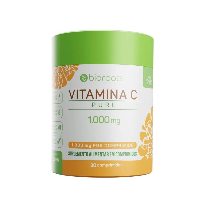 Vitamina C Pure 1000mg Com 30 Comprimidos Bioroots