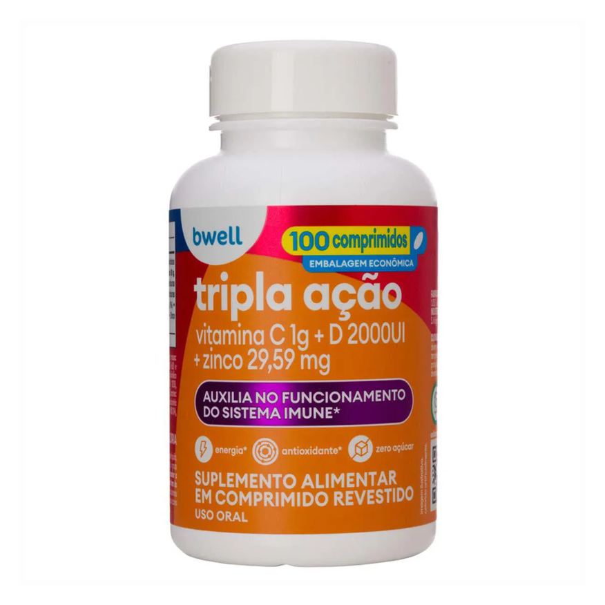 Vitamina C bwell Tripla Ação 100 comprimidos