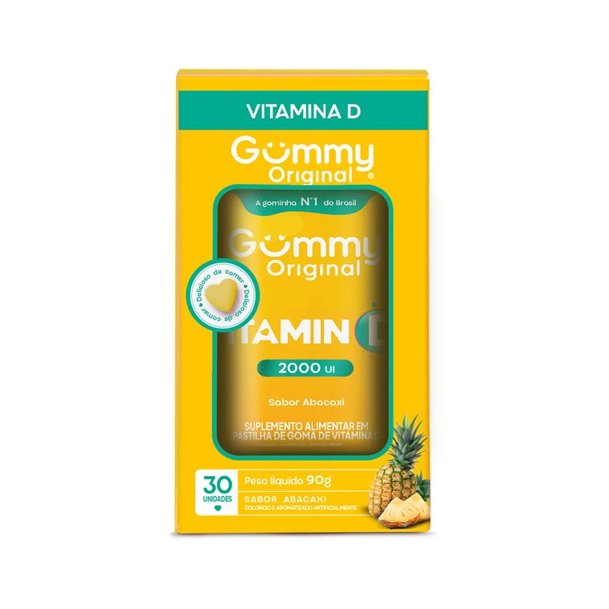 Vitamina D 2.000UI Gummy Vitamin D Abacaxi 30 gomas