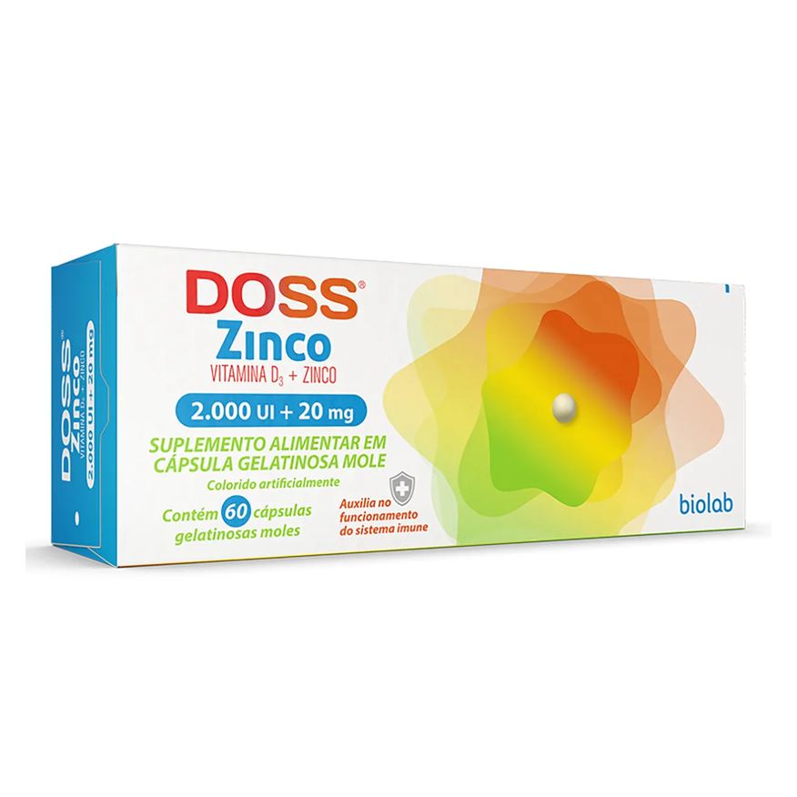 Vitamina D 2.000UI + Zinco 20mg Doss Zinco 60 cápsulas